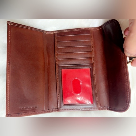 EUC Vintage 1975 Dooney & Bourke Logo Canvas Brown Leather Trim Wallet 7” X 4” - Picture 3 of 7